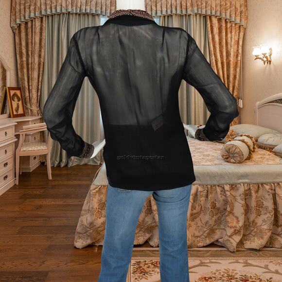 Chan Luu Sheer Sequin Embroidered Blouse XS - Picture 8 of 16